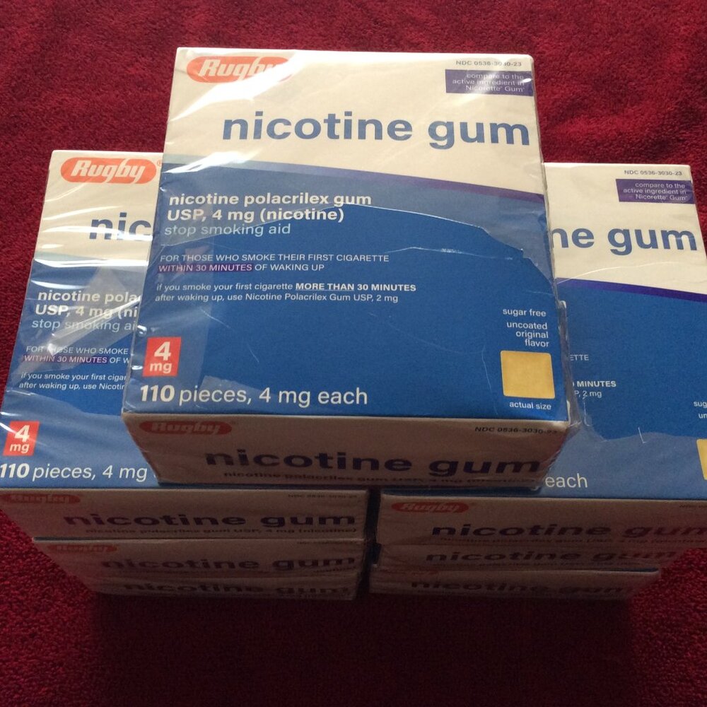 Rugby Nicotine Gum 4 mg Uncoated Original 770 Pieces (7 Boxes) EXP 06/2028